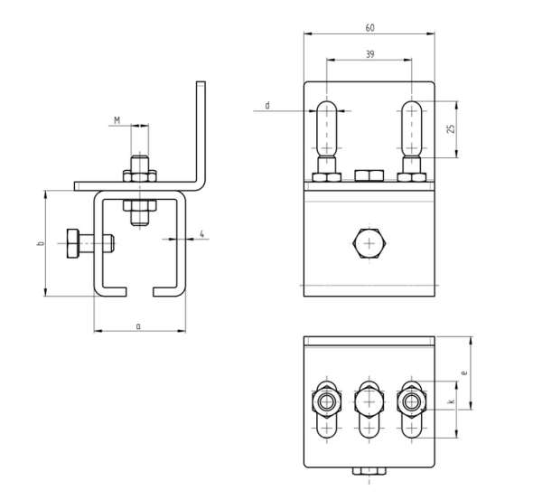 Seitenwandhalter für Stahlprofil Zn, profile 42x54